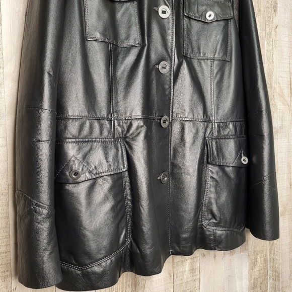 Women's Black Danier Leather Jacket. Size XXL. - Picture 2 of 15